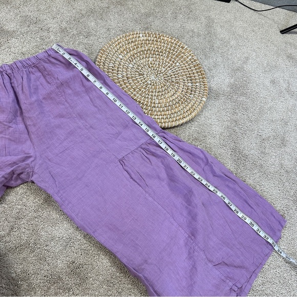 Et’Lois Women’s 100% Linen Tanya Pull On Pants Wide Leg Made in USA in Purple S - Picture 14 of 14